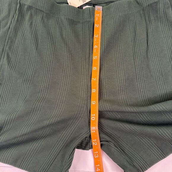 NWT Aerie Green Size L Flared High Waist Kick Flare Ribbed Pants Cropped Cotton - Picture 5 of 12